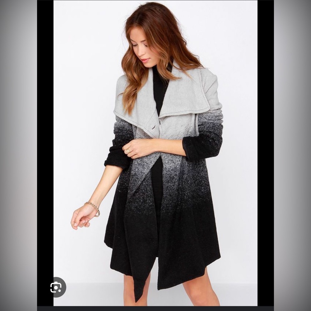 BB Dakota Ashlyn Grey and Black Ombré Wrap Coat